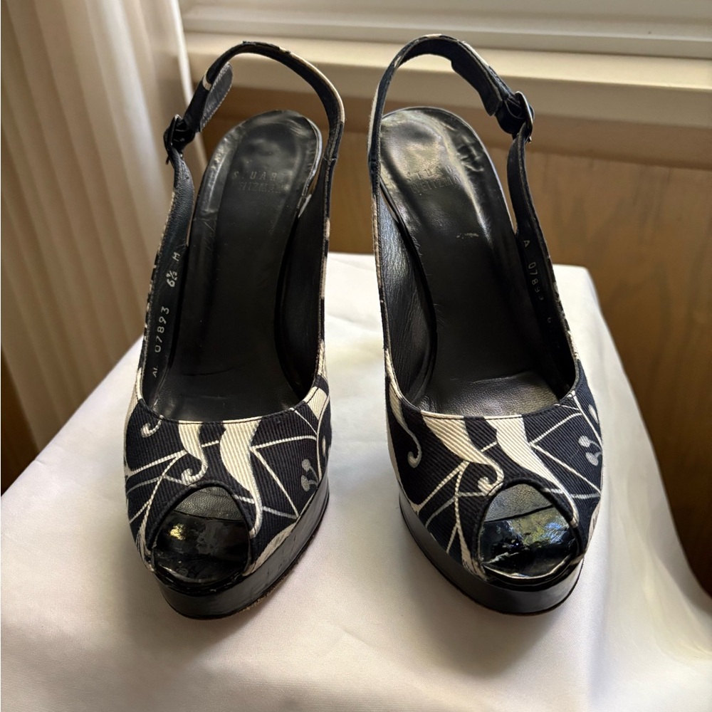 Stuart Weitzman peep toe sling back heels